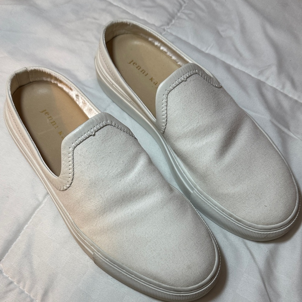 Jenni Kayne White Canvas Slider Sneakers Size 39/ 8.5